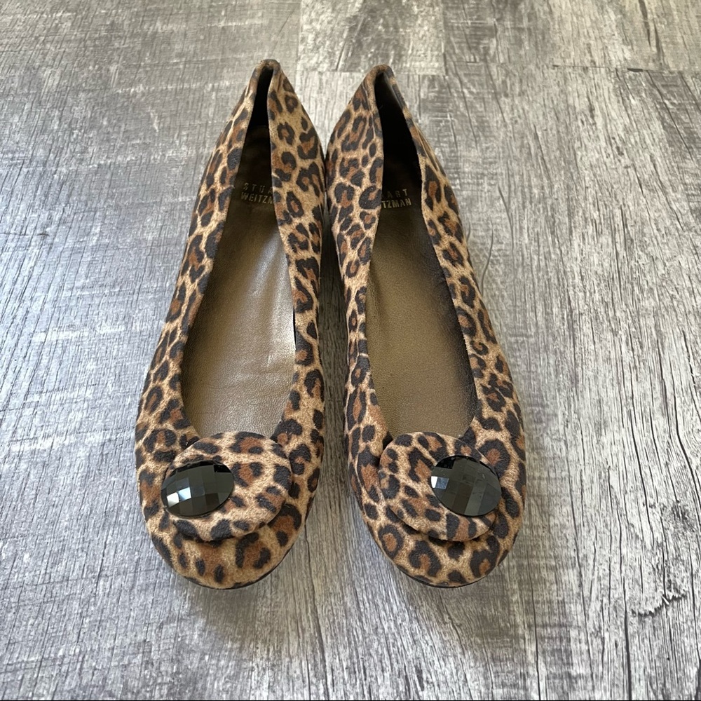 Stuart Weitzman Leopard Print Flats Designer Animal Print Chic Size 8.5